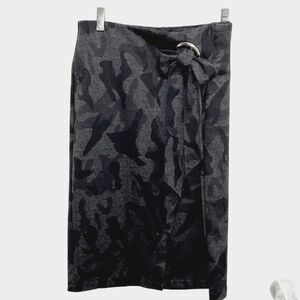 Runway Ready Couture | Wrap Pencil Skirt | Black/Dark Gray Camo Pattern | Siz…